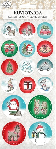 [2657] Pattern sticker Christmas characters round