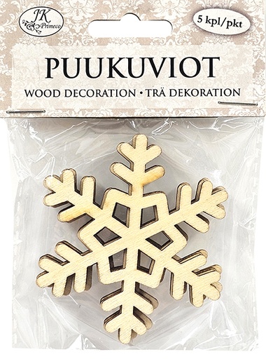[1492] Wood decorations Snowflake 5pcs