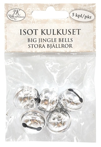 [1808] Big jingle bells silver 5pcs