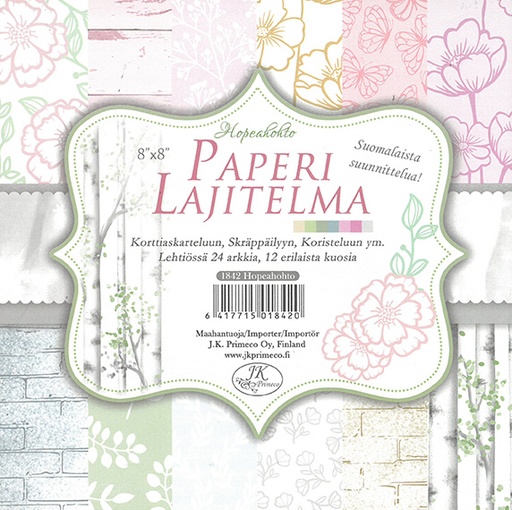 [1842] Paper assortment 8x8 pearlescent silver 