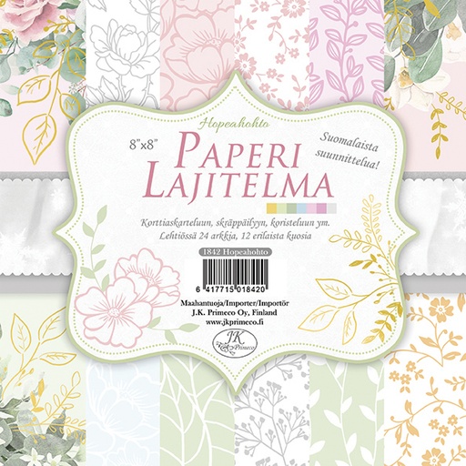 [1842] Paper assortment 8x8 pearlescent silver 