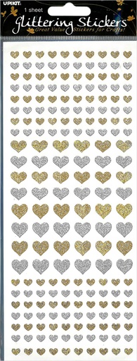 [2739] Glitter sticker Hearts gold/silver
