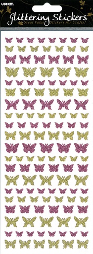 [2743] Glitter sticker Butterflies gold/pink