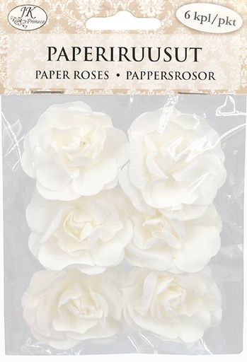 [2837] Paper roses big white 6pcs