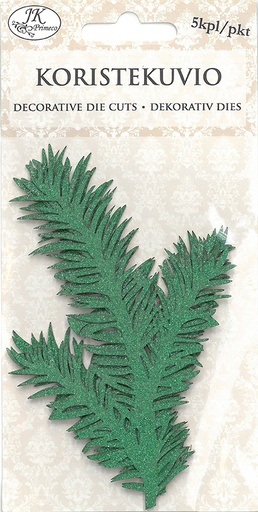 [2851] Decorative die cut branch big glitter green 5pcs