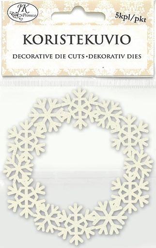 [2854] Decorative die cut wreath glitter white 5pcs