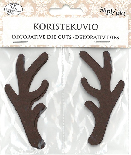 [2859] Decorative die cut Horns brown 5pcs