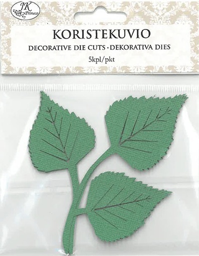 [2874] Decorative die cut Birch leaves green 5pcs