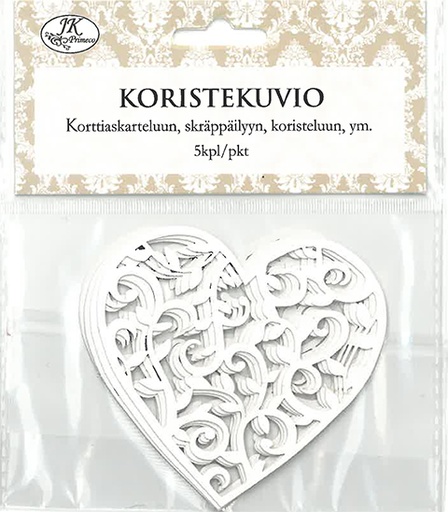 [2887] Decorative die cut Heart white 5pcs