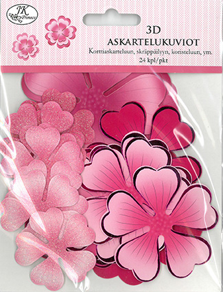 [2930] 3D Die cuts Flowers pink 24pcs
