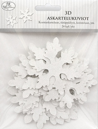 [2974] 3D Die cuts Snowflake white 24pcs