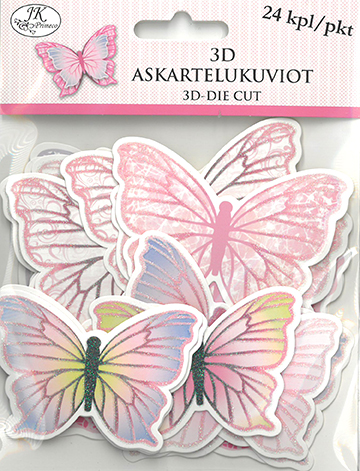 [2975] 3D Die cuts Butterfly pink 24pcs