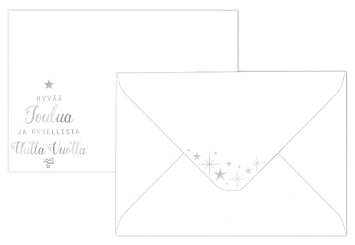 [3123] Foil envelope C6 Jouluteksti hopea valkoinen 10pcs
