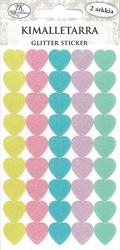 [3189] Glitter sticker Hearts pastel 2 sheets