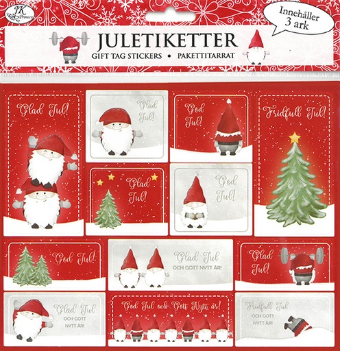 [3294] Gift tag sticker Tomte 3 sheets