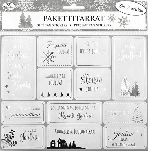 [3296] Gift tag sticker Joulu hopeafolio 3 sheets