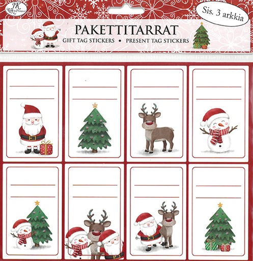 [3299] Gift tag sticker Happy Christmas characters 3 sheets