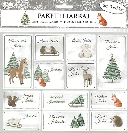 [3300] Gift tag sticker Talvi luonto 3 sheets