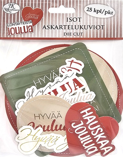 [3434] Isot askartelukuviot Joulutekstit punavihreä 25kpl