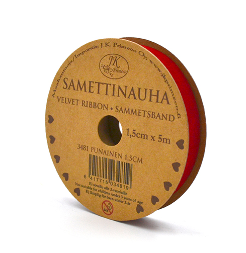 [3481] Velvet ribbon 1.5cm x 5m red