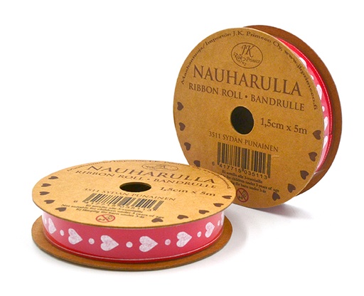 [3511] Ribbon roll 1.5cm x 5m Heart red
