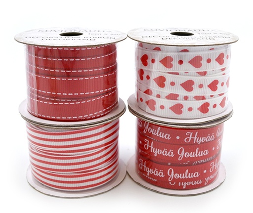 [3526] Decoration ribbon 1cm x 5m Joulu punainen