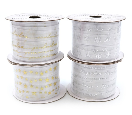 [3527] Decoration ribbon 1cm x 5m Joulu kimalle