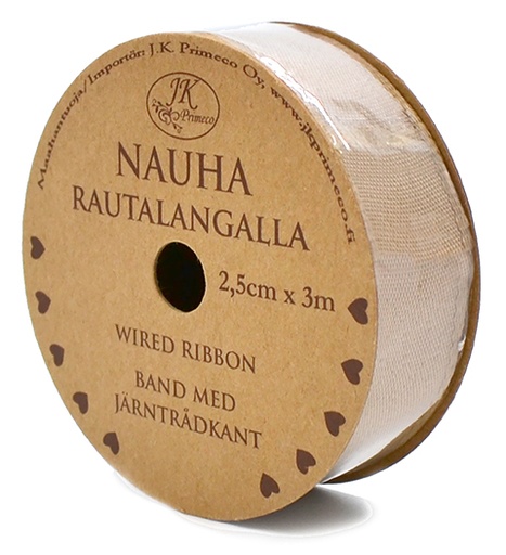[3542] Wired ribbon 2.5cm x 3m natural