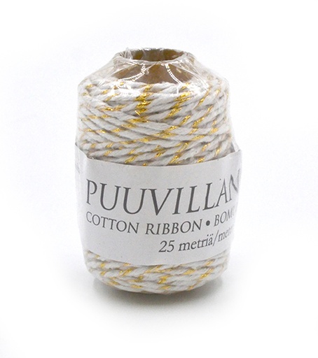 [3550] Cotton string 2mm x 25m white/gold