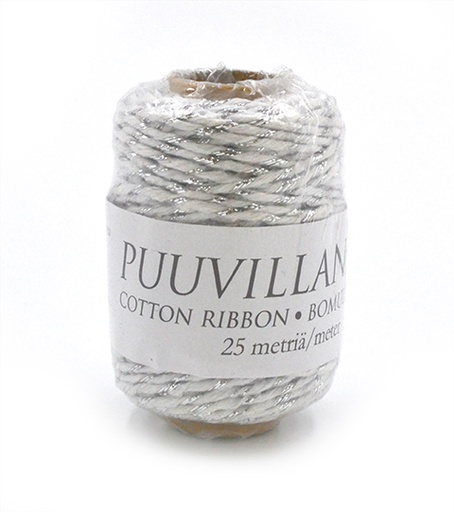 [3551] Cotton string 2mm x 25m white/silver