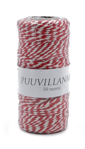 [3566] Cotton string 2mm x 50m red/white