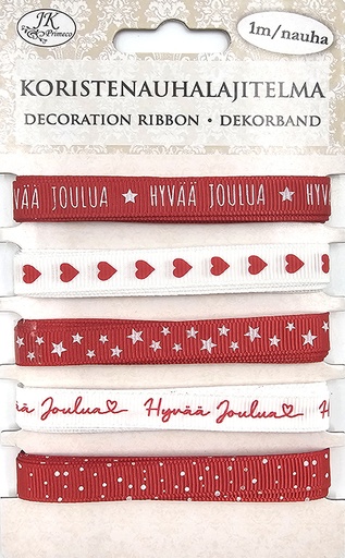 [3570] Decorative ribbon assortment Joulu red