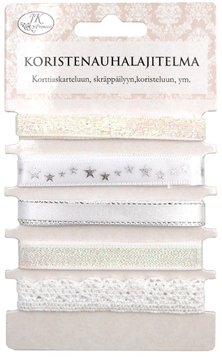 [3579] Decorative ribbon assortment glitter white