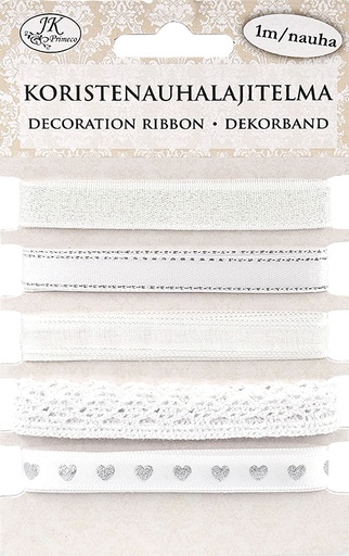 [3579] Decorative ribbon assortment glitter white