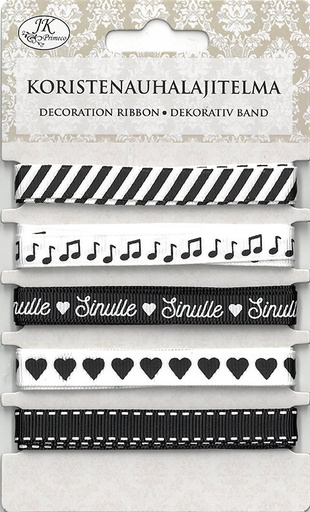 [3630] Decorative ribbon assortment mustavalkoinen