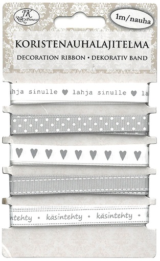 [3631] Decorative ribbon assortment harmaa