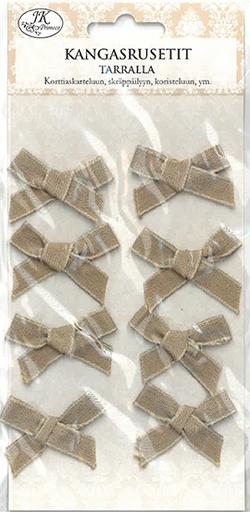 [3636] Fabric bow sticker natural