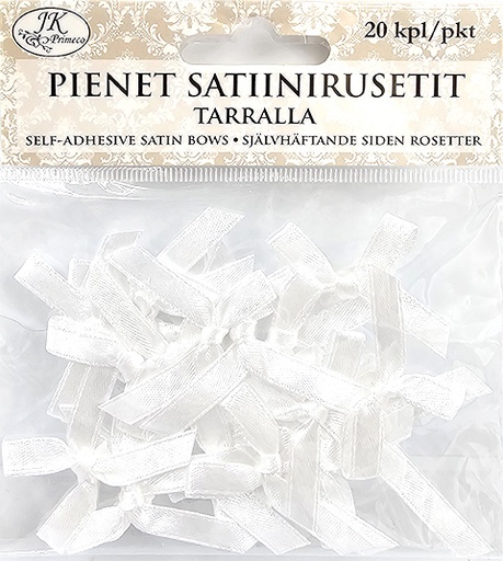 [3640] Self-adhesive small satin bow white 20pcs