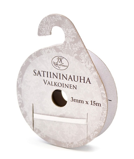 [3650] Satin ribbon 3mm x 15m white 