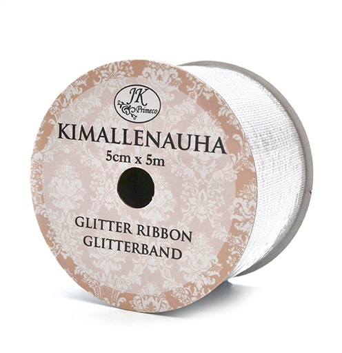 [3696] Glitter ribbon 5cm x 5m silver