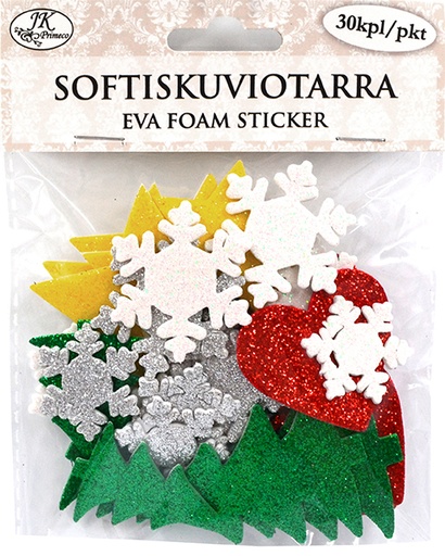 [3765] Softiskuviotarra Joulu glitter 30kpl