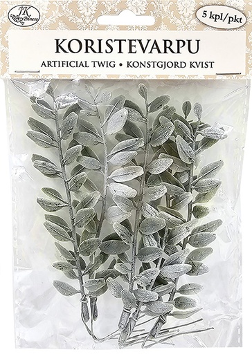 [3772] Artificial twig with snow 5pcs