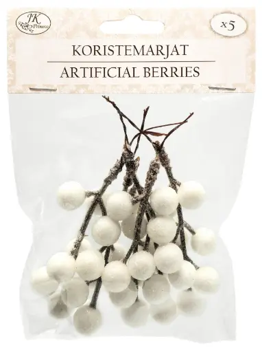[3782] Artificial berries glitter white 5pcs