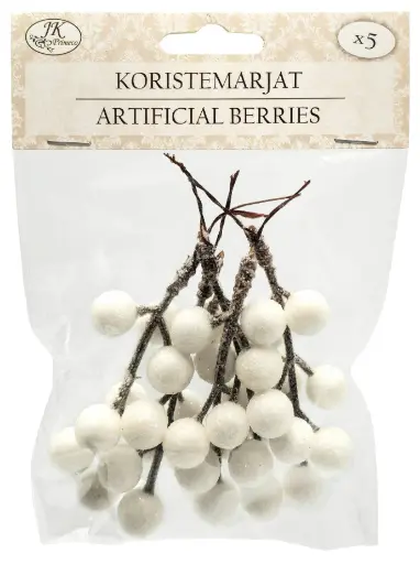 [3782] Artificial berries glitter white 5pcs