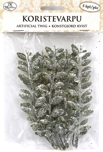 [3788] Artificial twig with frost 5pcs