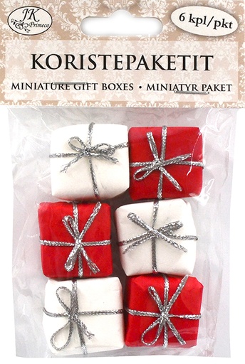 [3837] Miniature gift boxes red/white 6pcs