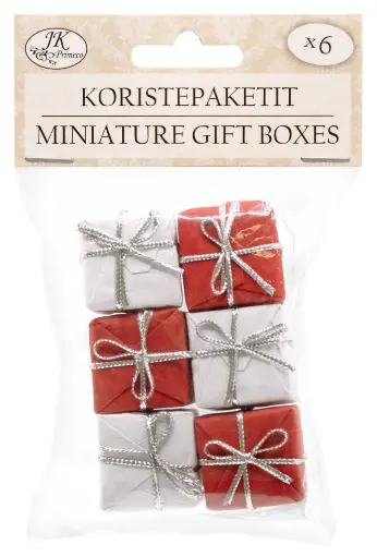 [3837] Miniature gift boxes red/white 6pcs