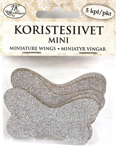 [3896] Miniature wings silver glitter 5pcs