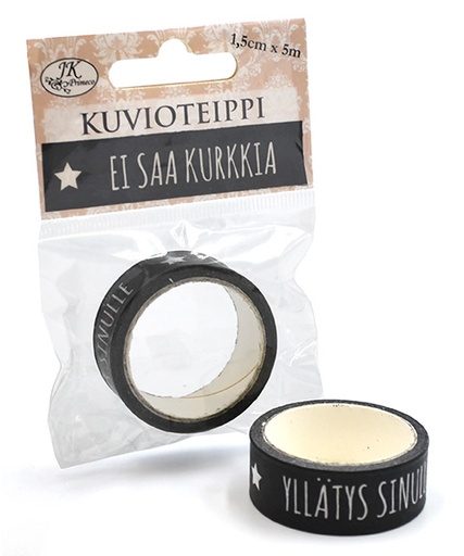 [3904] Decoration tape 1.5cm x 5m Teksti musta
