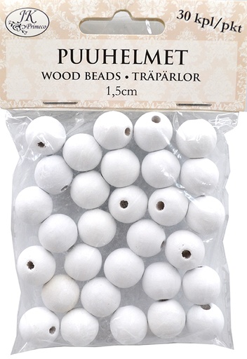[3923] Wood beads 1.5cm white 30pcs